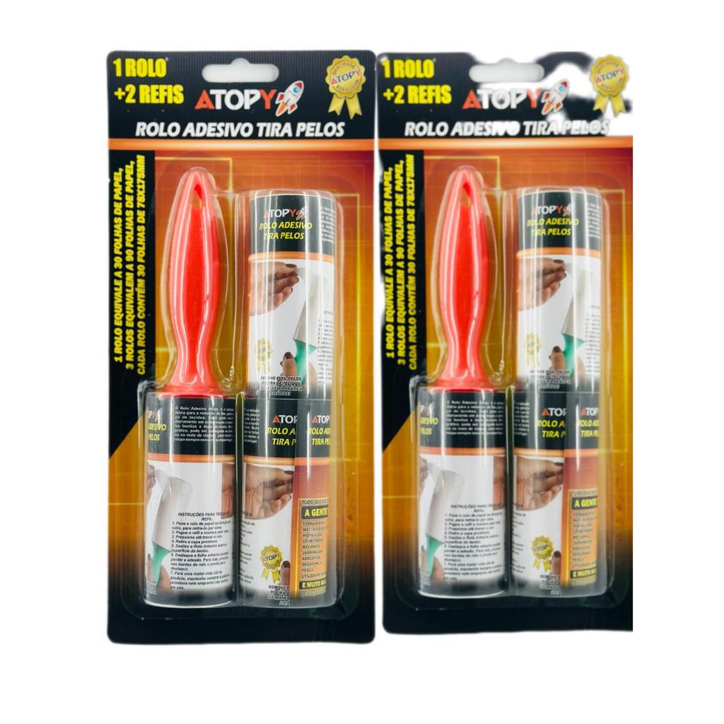 Kit Tira Pelo De Roupa Rolo Adesivo Limpa Roupas Com 2 Refil | Shopee ...