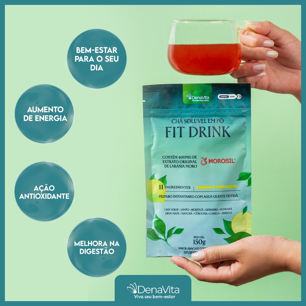 Fit Drink Chá Solúvel Pó Extrato Laranja Moro Morosil Hibisco Erva