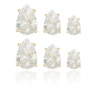 Brinco Trio de Gotas em Ouro 18k Brinco Festa Luxo Banhado a Ouro Escolha a Sua Cor em Oferta na Shopee