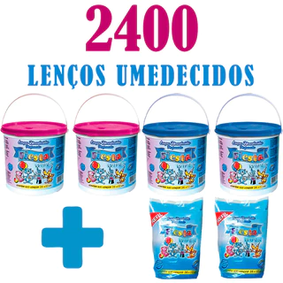 Kit 4 Baldes Lenços Umedecidos Fiesta + 2 Refil (2400 Lenços) em Oferta na Shopee
