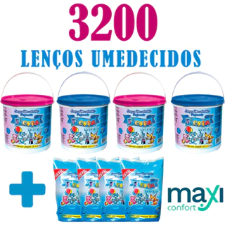 Kit 4 Baldes Lenços Umedecidos Fiesta + 4 Refil (3200 Lenços) em Oferta na Shopee