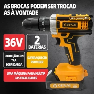 Parafusadeira Furadeira 36V 2 Baterias Com Maleta e Acessórios Completo