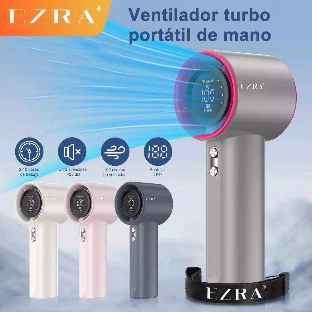 Mini Ventilador Vento Forte 100 Velocidade do Vento de Engrenagem Display Digital Ventilador Ajustável
