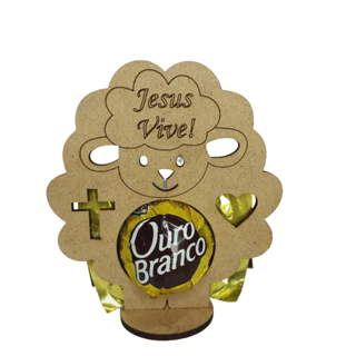 Kit Lembrancinha Porta Bombom de Páscoa ovelhinha Jesus Vive 10 cm Mdf 3mm em Oferta na Shopee