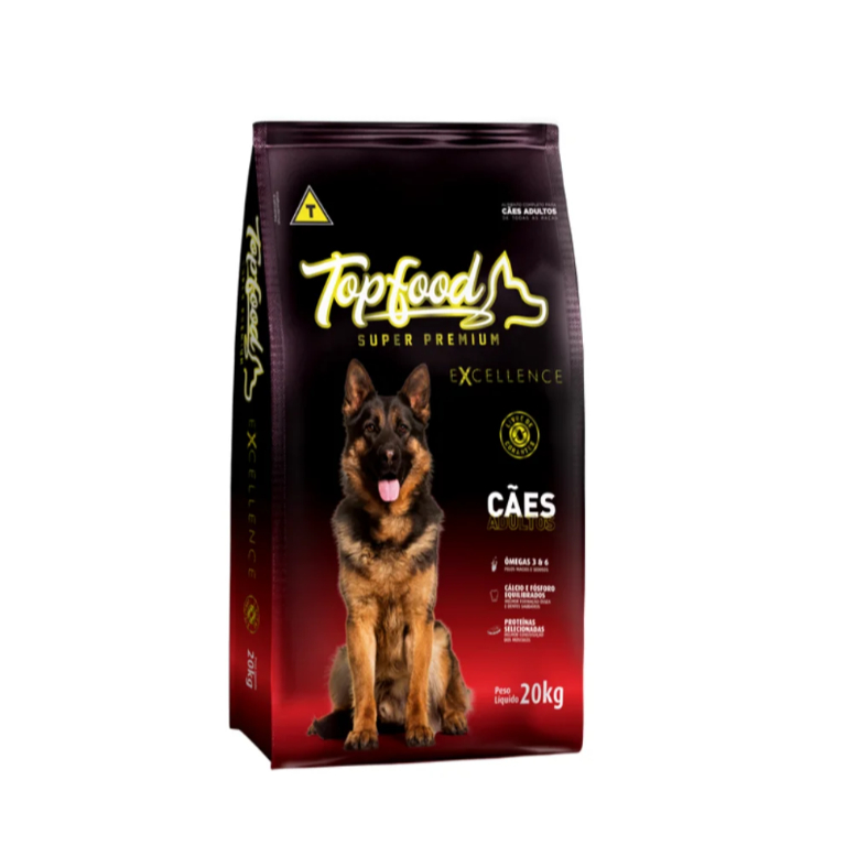 Ração Super Premium Top Food Excellente Cães Adultos 20kg | Shopee Brasil