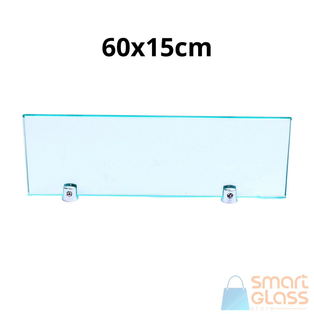 Prateleira de Vidro 60x15 Com Suporte Premium Lapidado 8mm | Shopee Brasil