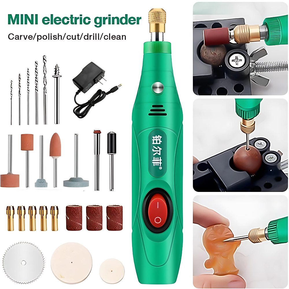 Kit Micro Retífica 24 Peças Elétrica – Velocidade Variável para Polimento e Retificação