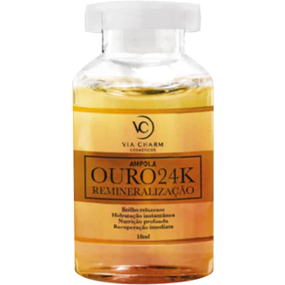 AMPOLA OURO 24K REMINERALIZANTE VIA CHARM COSMÉTICOS BRILHO