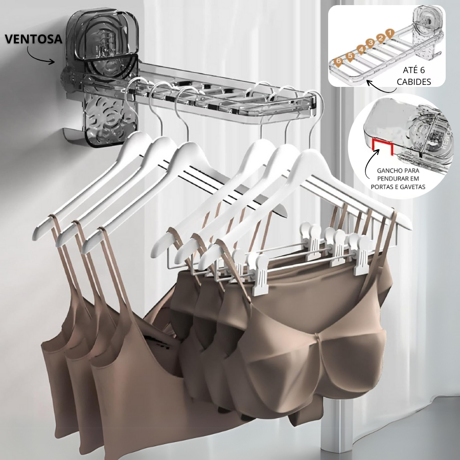 Rack de Secagem com Ventosa Cabide de Lavanderia Cabide de Roupas ...