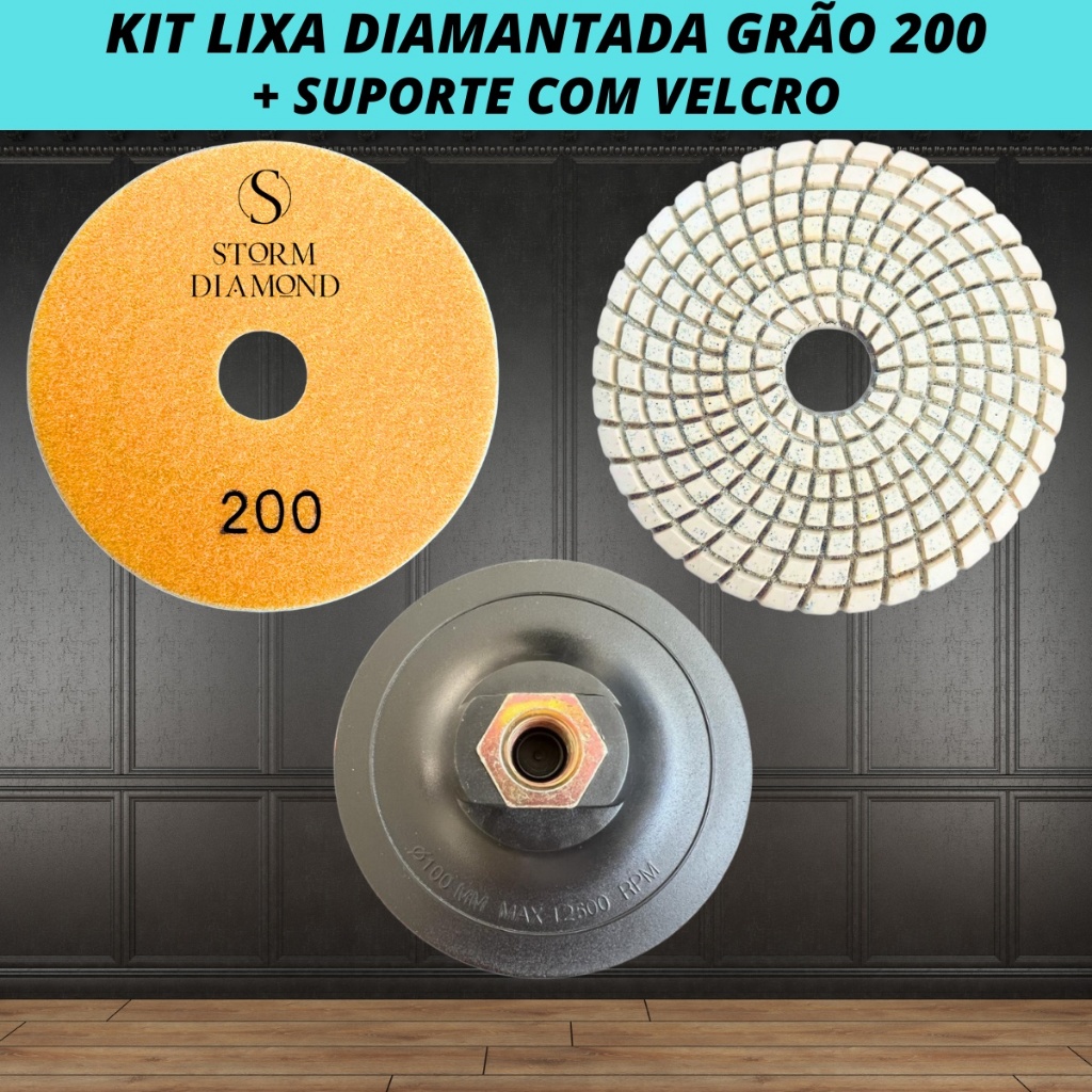 Kit Lixa Diamantada Grão 200 + Suporte Desbaste Acabamento 45 Graus Em ...