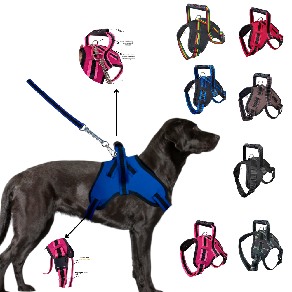 Peitoral Coleira Com Guia Cão Cachorro Com Regulagem | Shopee Brasil