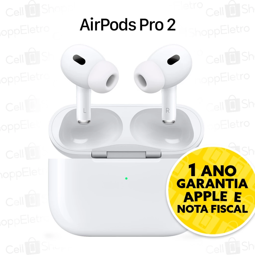Fone de Ouvido Apple AirPods Pro 2 USB-C Cancelamento Ruído Original 1 Ano Garantia Lacrado Magsafe<br>