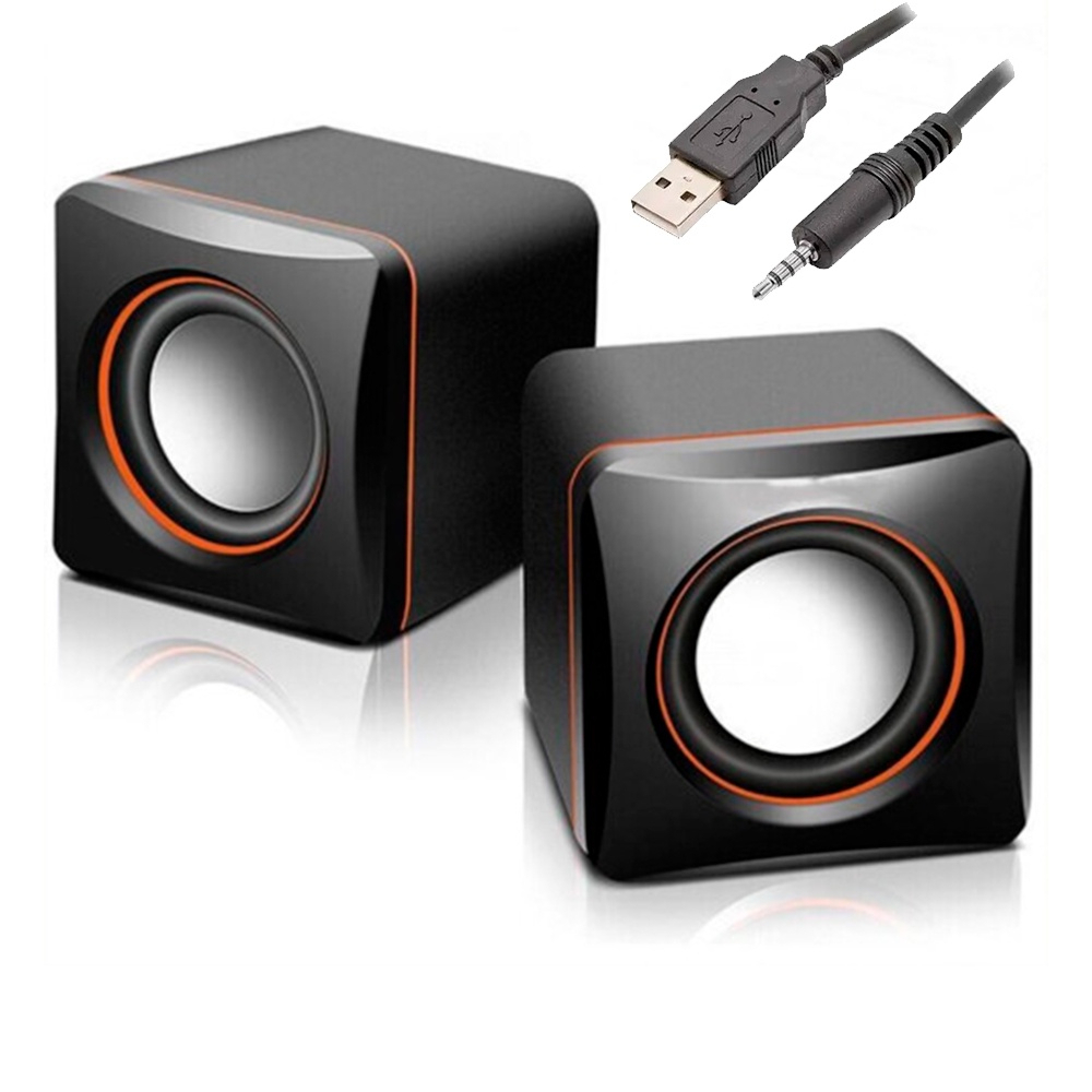 Caixa de som PC/Computador/Notebook com cabo auxiliar 2.0 D-02A USB