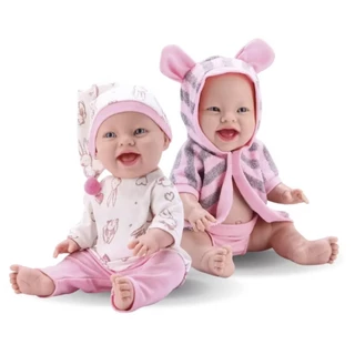 Kit 2 Bonecas Coleção Baby Babilina Soninho e Banho Em Vinil Bambola - Rosa Menina