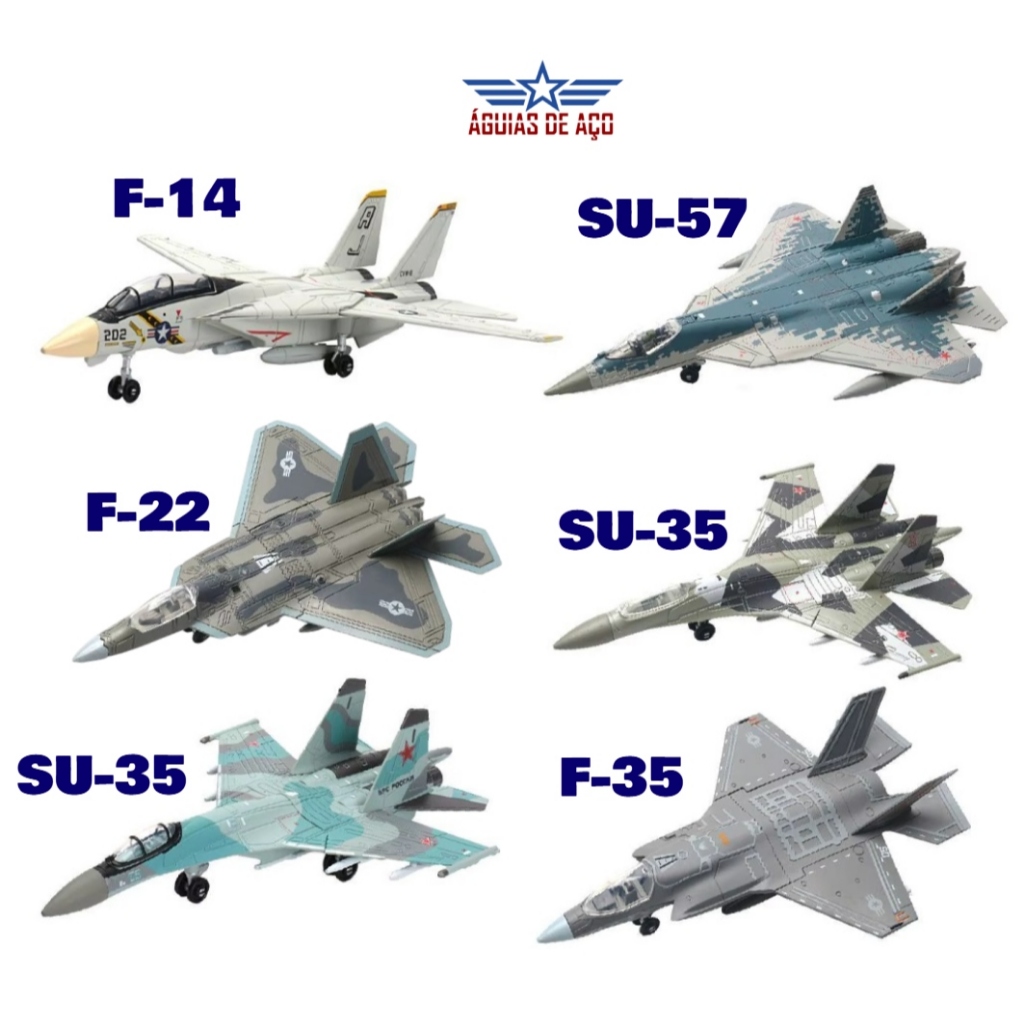 Miniaturas de caças 20/28cm - F-14, SU-57, F-35, SU-35, J-35 - Não precisa colar/pintar