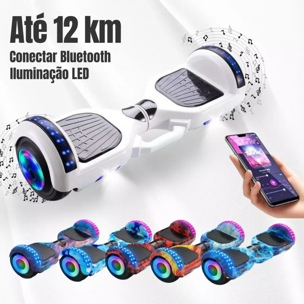 Hoverboard LED Skate Eletrico Vem com Bluetooth Hoverboard Infantil 6.5"/8" | Presente Perfeito para Crianças