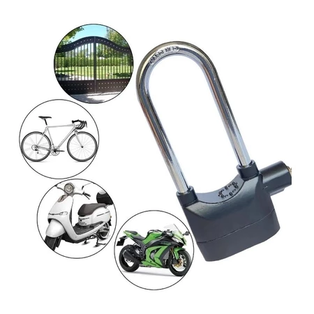 Cadeado Com Alarme Grande Prova De Água Antifurto Moto Bicicleta Portão Casa 110dB