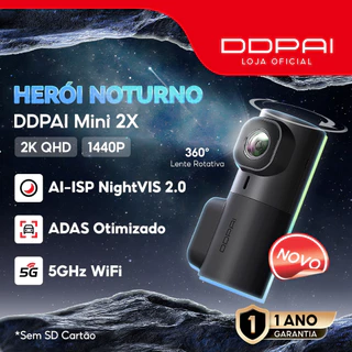 DDPAI Mini 2X Câmera Veicular 1440P 2K QHD 360° Rotação Visão Noturna Superior 5G WiFi Controle APP
