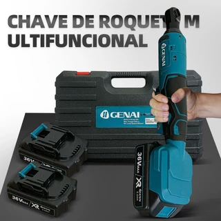 Chave Catraca 36v Bivolt Com Soquetes 11mm ao 17mm + 2 Baterias