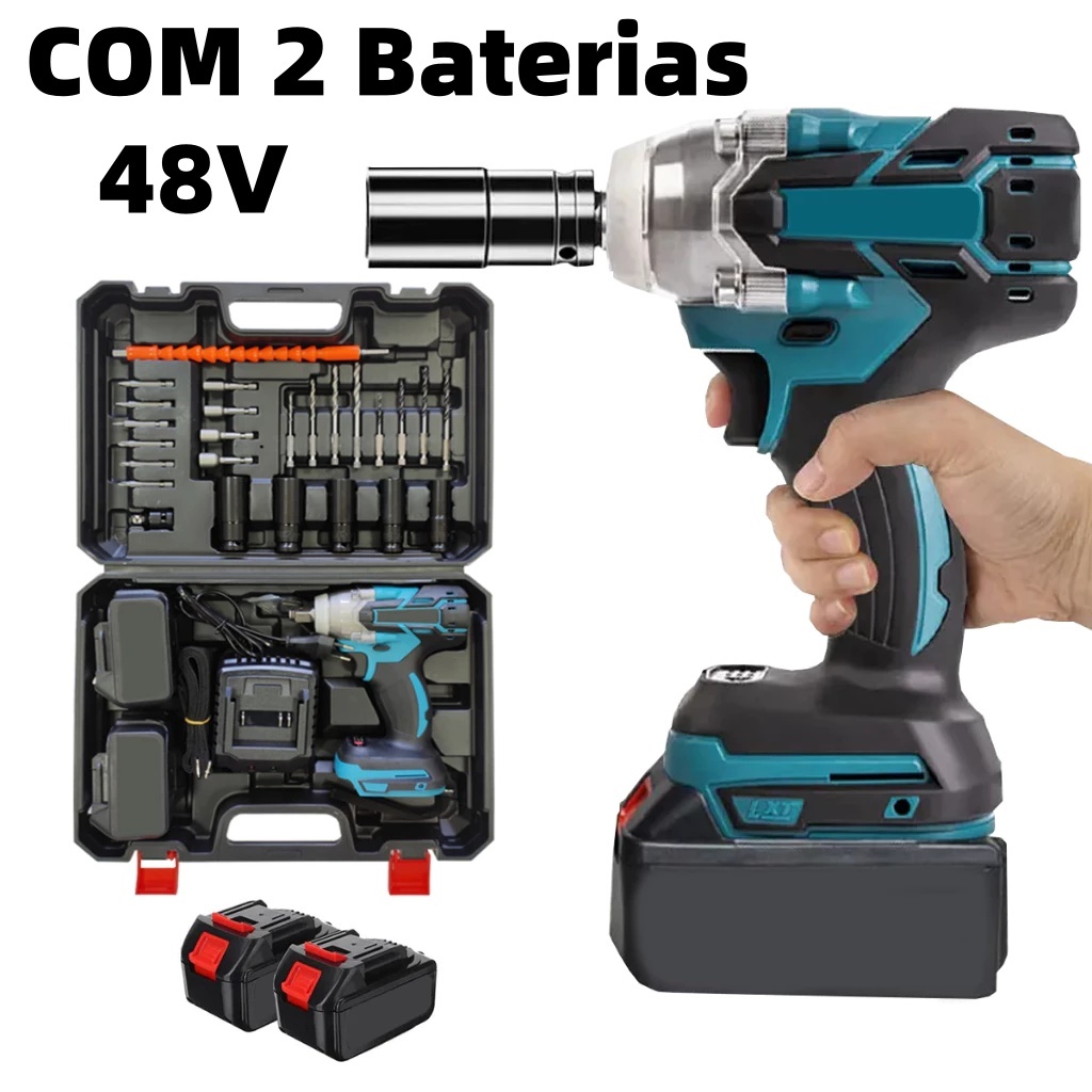 Chave De Impacto Parafusadeira Furadeira 02 Baterias 48v
