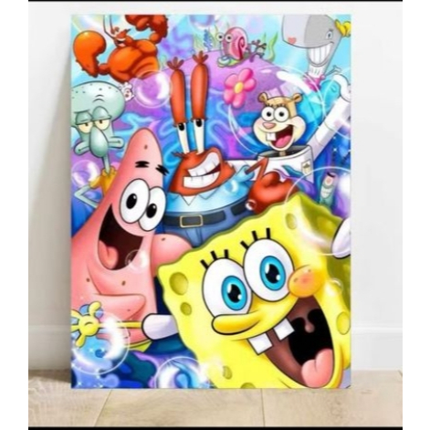Quadro decorativo 1 peça Bob esponja Patrick Lula molusco decoração para casa sala quarto hall