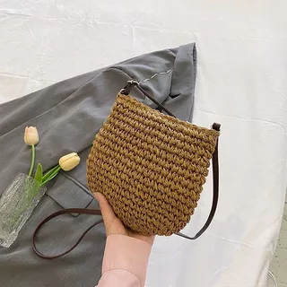 Bolsa de Palha Praia Saco verão Com Alça Transversal Casual e Simples