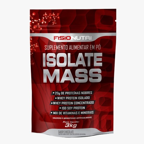 Hipercalórico Isolate Mass 3kg Fisionutri Whey Isolado Ganho de Massa Chocolate Morango — foto 1 — Achou Levou Brasil