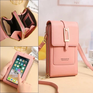 Bolsa Carteira Feminina Porta Celular Com 2 Zíper Tipo Carteira Transversal De Couro Presentes Para o Dia Das Mães em Oferta na Shopee