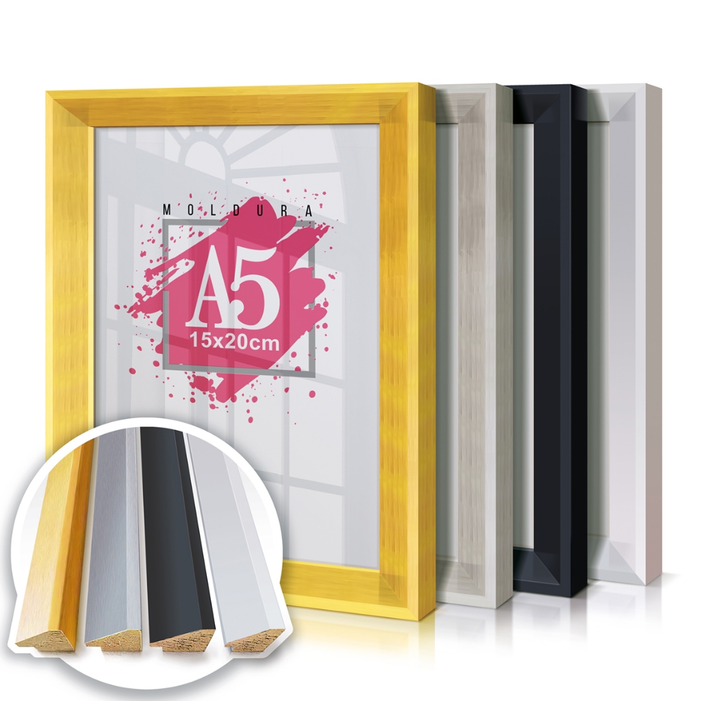 Quadro Moldura A5 15x21 Porta Retrato Com Flex Glass Certificado