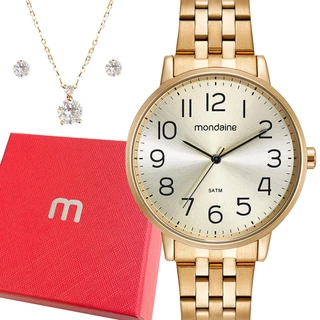 Relógio Feminino Mondaine Dourado Original 1 Ano De Garantia