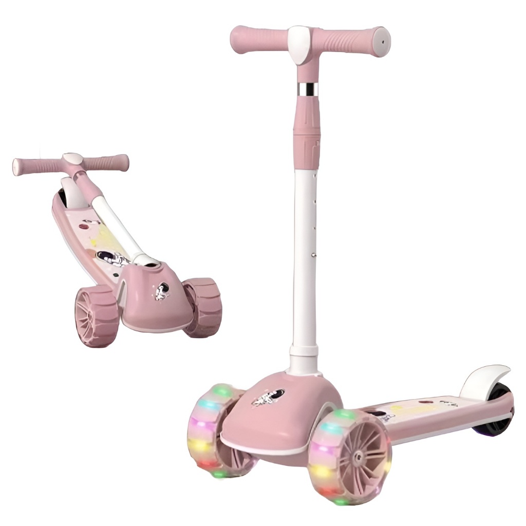 Patinete Premium Rosa Luz E Som 4 Alturas Até 100kg - 4 A 10 ANOS ...