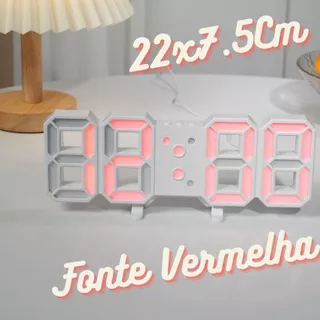 3D Led Relógio De Parede Digital 22x7,5Cm Fonte Vermelha Design Moderno Luz Noturna Decoração em Oferta na Shopee