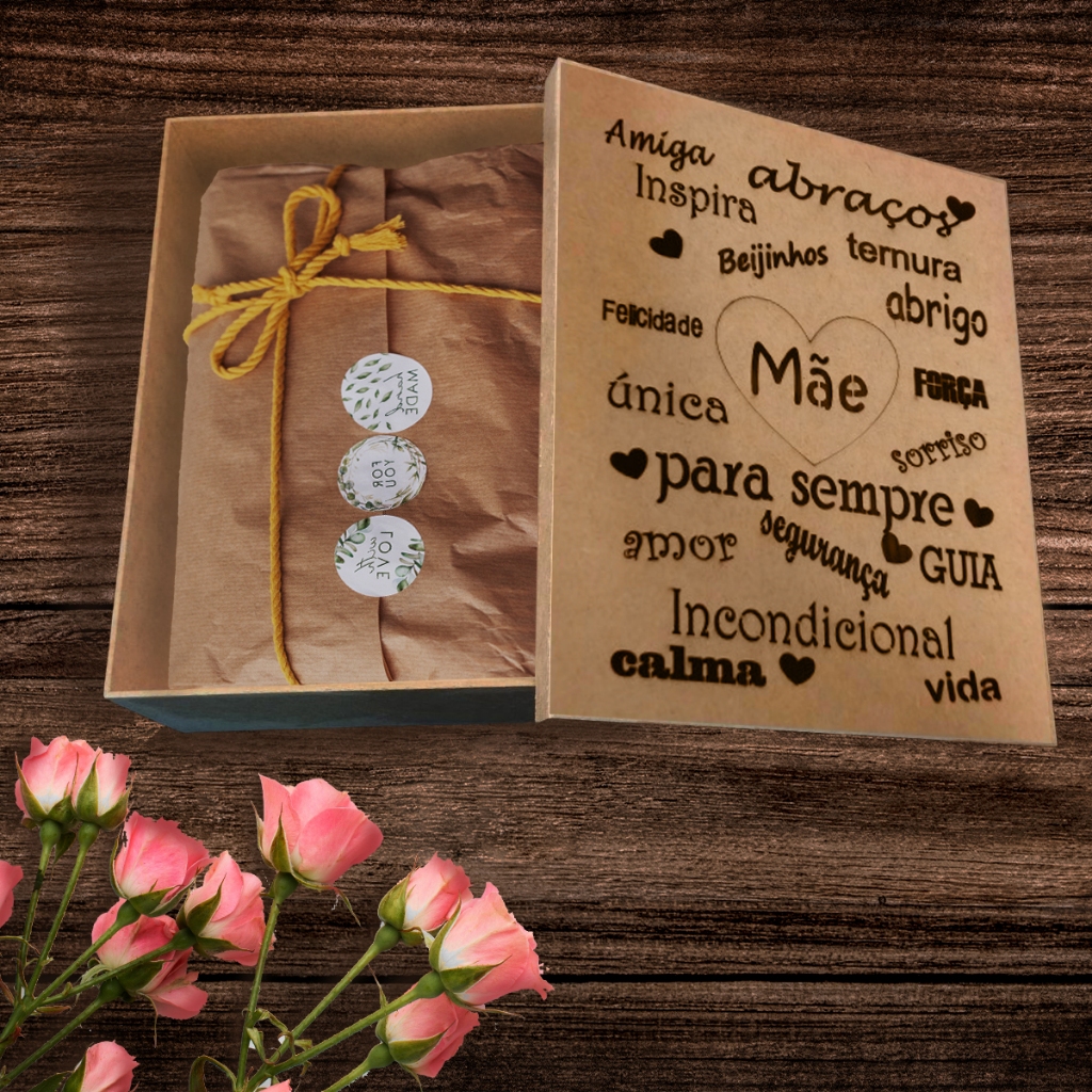 Presente Especial Para Mãe Caixa Decorada Palavras em MDF Retangular 23x19x8 em Oferta na Shopee