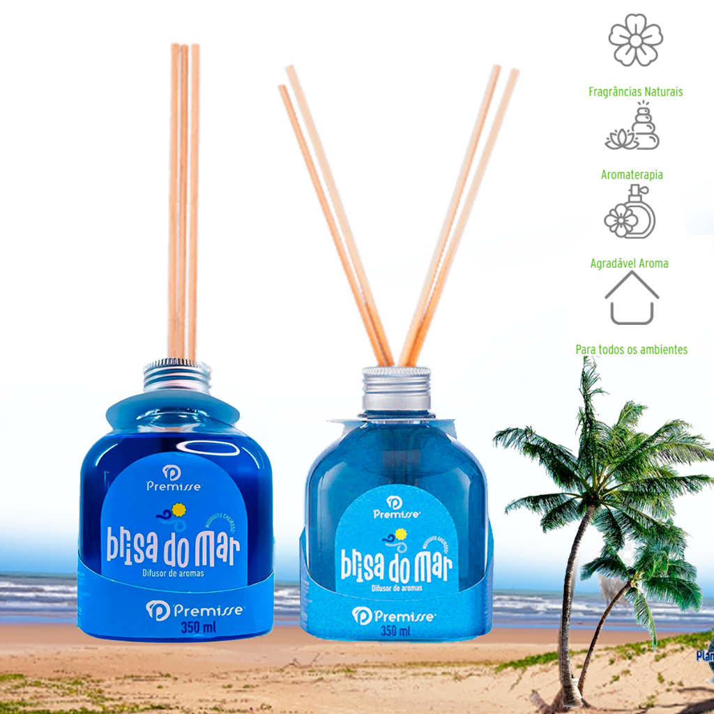 Kit 2 Difusor Aromas Brisa do Mar 350ml Premisse Aromatizador de ...