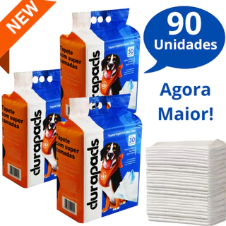 Kit 3 Tapete Higiênico para Cachorro Durapads 80 x 60 cm - 90 Unidades