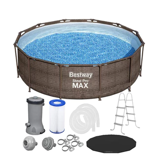 Piscina Estrutural 9150L Circular Deluxe + Filtro 110v ou 220v + Escada + Capa Bestway