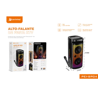 PEINING CAIXA DE SOM BT COM 2 MIC PEI-SP04