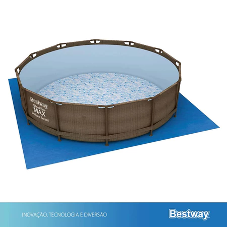 Piscina Estrutural 9150L Circular Deluxe + Escada + Bomba Filtrante + Capa + Forro Bestway
