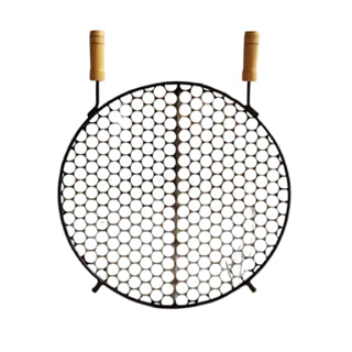 Grelha Aço Inox Para Churrasqueira 38cm Com Cabo De Madeira Resinado