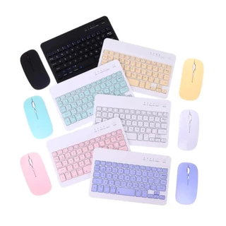 Kit Teclado e Mouse Sem Fio Bluetooth Colorido Macaron Para PC iPad Tablet Notebook