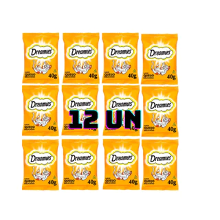 Kit 12 Petisco Dreamies para Gatos Adultos Queijo 40g em Oferta na Shopee
