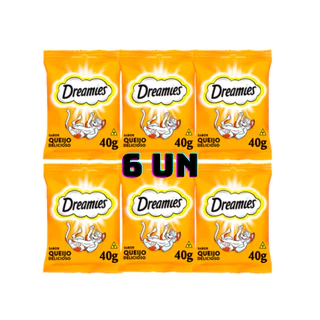 Kit 6 Petisco Dreamies para Gatos Adultos Queijo 40g em Oferta na Shopee