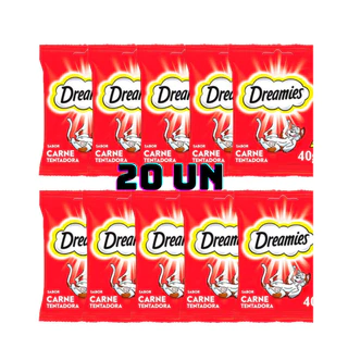 Caixa 20un Petisco Dreamies Gatos Adultos Carne 40g