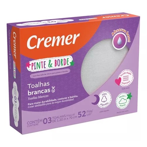 Fralda Pinte E Borde Branca Neutra Caixa Com 5 Unidade Cremer 70x70 ...