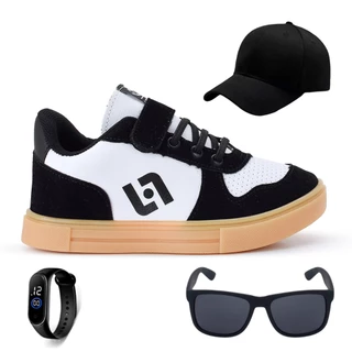 Kit Tenis Casual Infantil Street Light Meninos + Bone + Oculos E Relogio