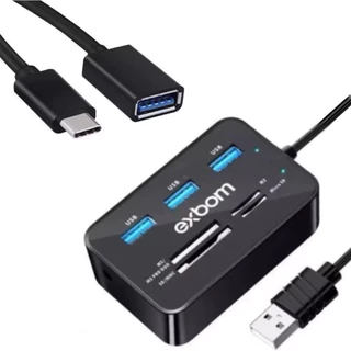 Combo 7 em 1 Hub com leitor de cartão + Cabo OTG Para Celura