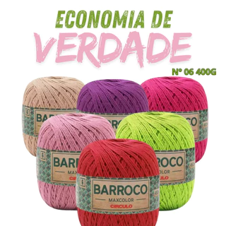 Barbante Barroco Círculo N°6 400g 100% Algodão– Perfeito para crochê e tricô: crie tapetes, mantas.. em Oferta na Shopee