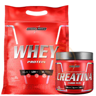 Kit Nutri Whey 900g + Creatina CarboFuel 300g Integralmedica em Oferta na Shopee