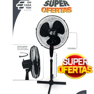 Ventilador Coluna De Chão Turbo Vento Forte 3 Velocidades Até 122cm de Altura Regulável 45w