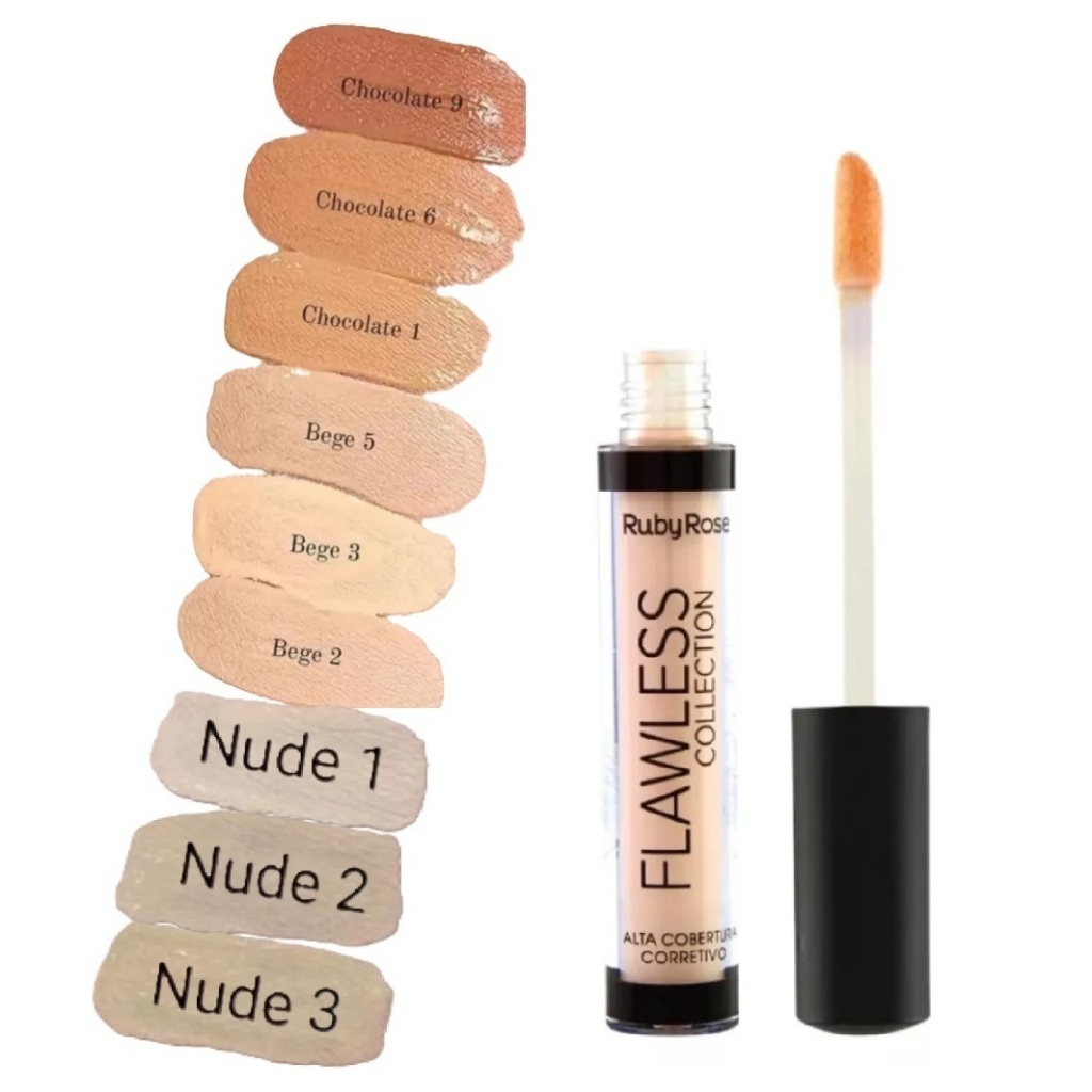 6 cores Corretivo Líquido Ruby Rose Flawless Collection Hb 8080 ...